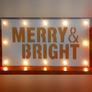Christmas "Merry & Bright" Holiday Light-Up Marquee Sign